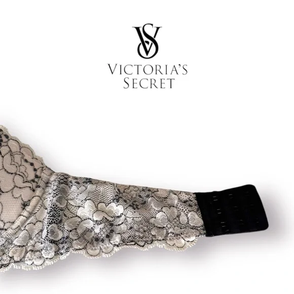 🛍️SALE🛍️Victoria's Secret Dream Angels Padded Strapless Bra (Ivory & Black Lace) - Picture 6 of 8